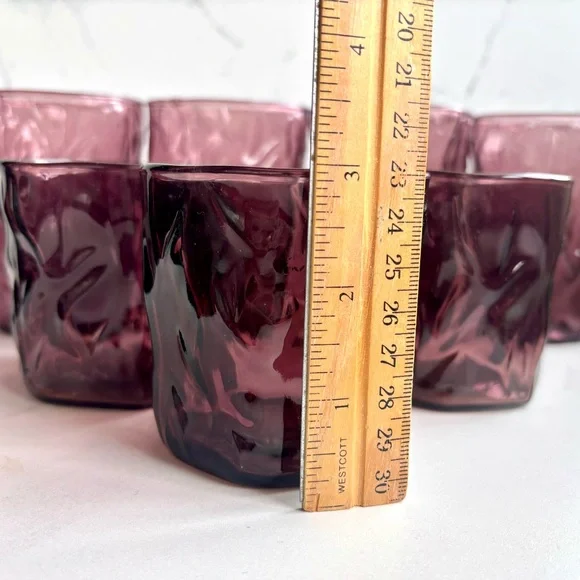 7 Seneca Morgantown amethyst glasses. 4 juice 3 lowball - Picture 5 of 7